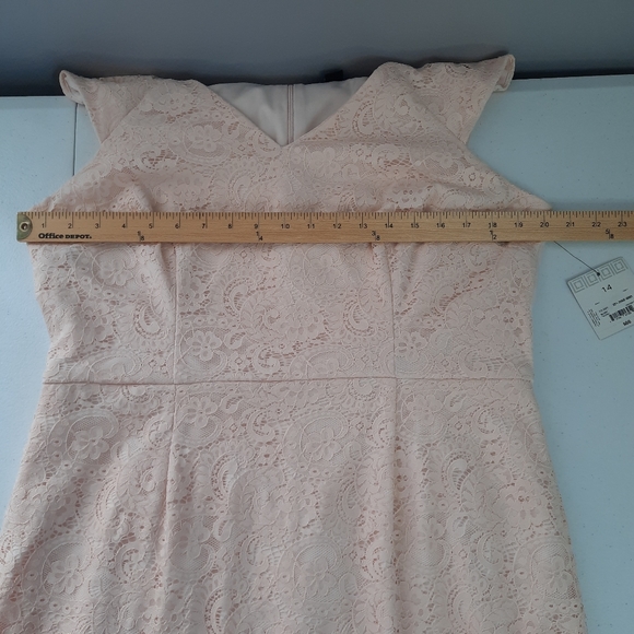 Liz Claiborne Blush Pink Lace Sheath Midi Dress size 14 - Picture 7 of 10